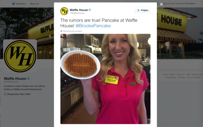 Cooler Werbevertrag: Brooke Pancake und Waffle House