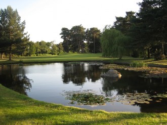 Das sehr hübsche Grün der 16 von Camberley Heath